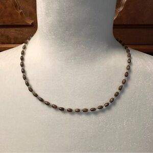 Brown Wooden Beads with Clear Bead Spacers Necklace